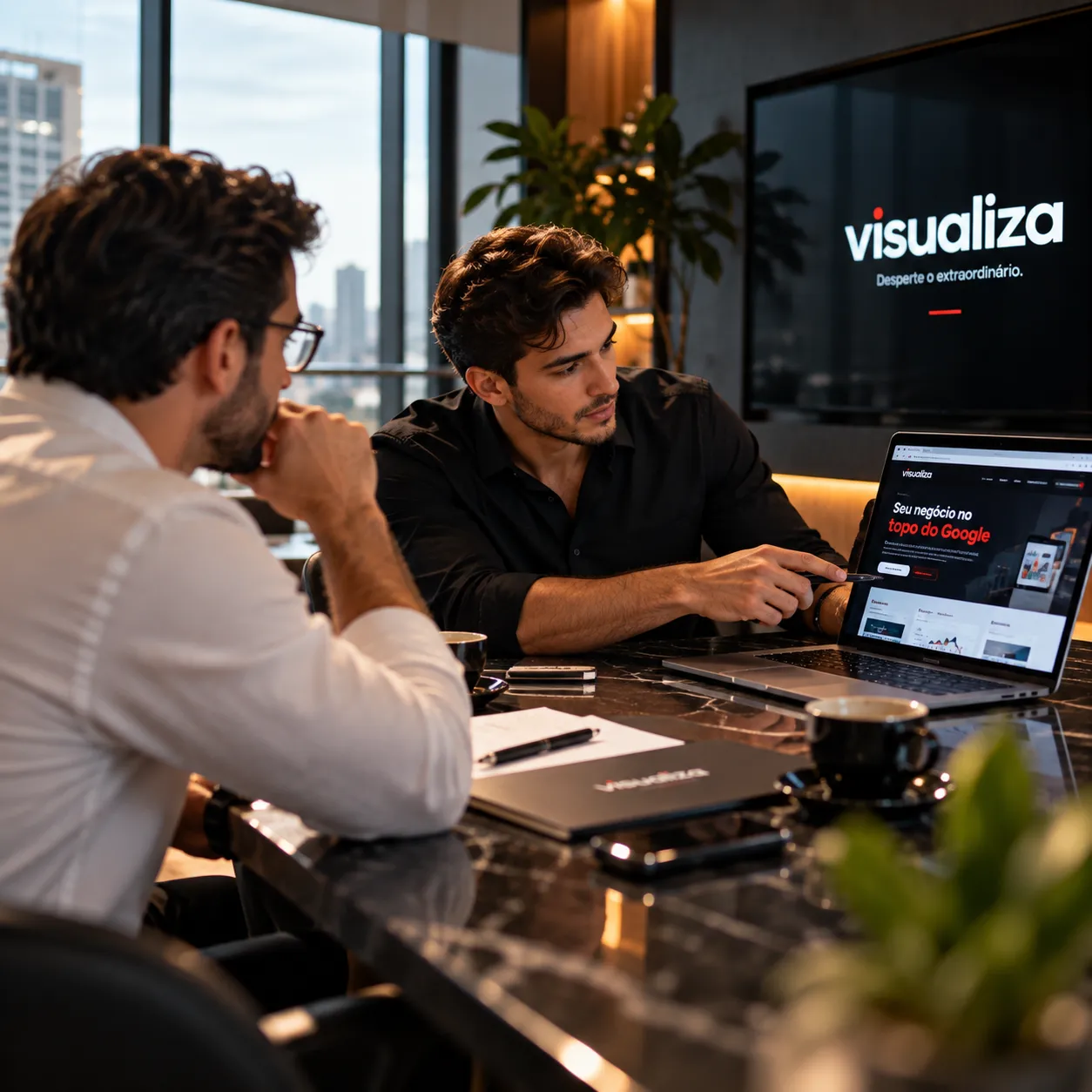 Reunião de estratégia digital da Visualiza em Goiânia